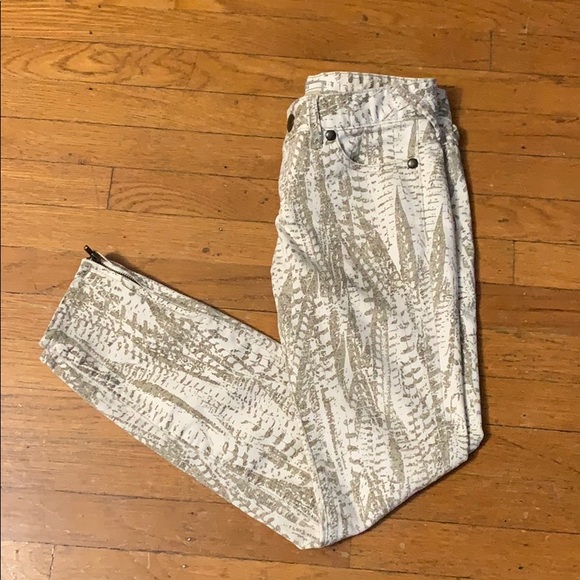 Boho plant leaves festival skinny jeans pants - Picture 3 of 4